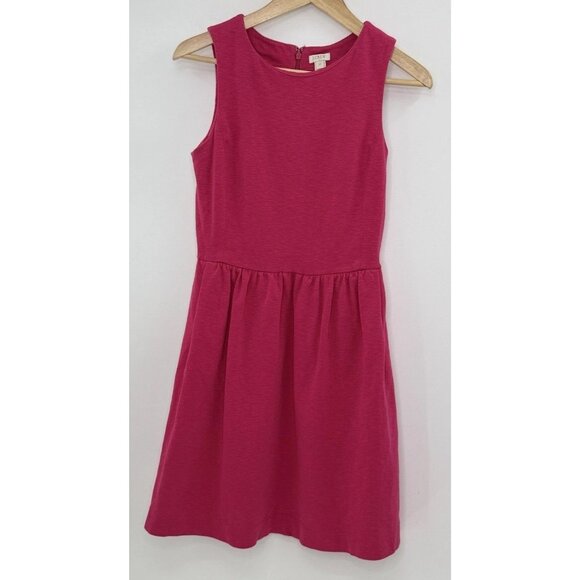 J.Crew Factory DayBreak Fuchsia Cotton Dress Pockets Size XS Preppy FLAWS - Picture 1 of 14